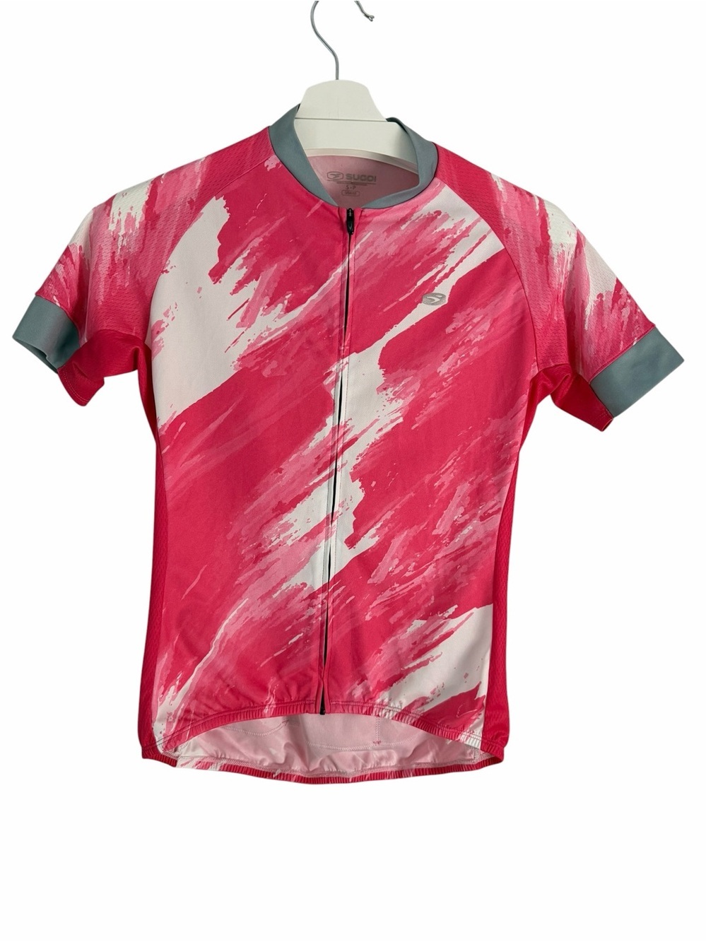 SUGOI Pink White Evolution Zap Cycling Jersey Full Zip Reflective Bike Jersey S - Picture 2 of 13